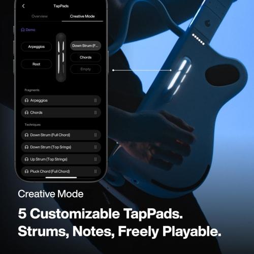 LAVA GENIE Sampler Guitar, No Strings, Hundreds of Instrument Presets, Onboard Speaker, Foldable and Detachable, White, 30.5 inches.