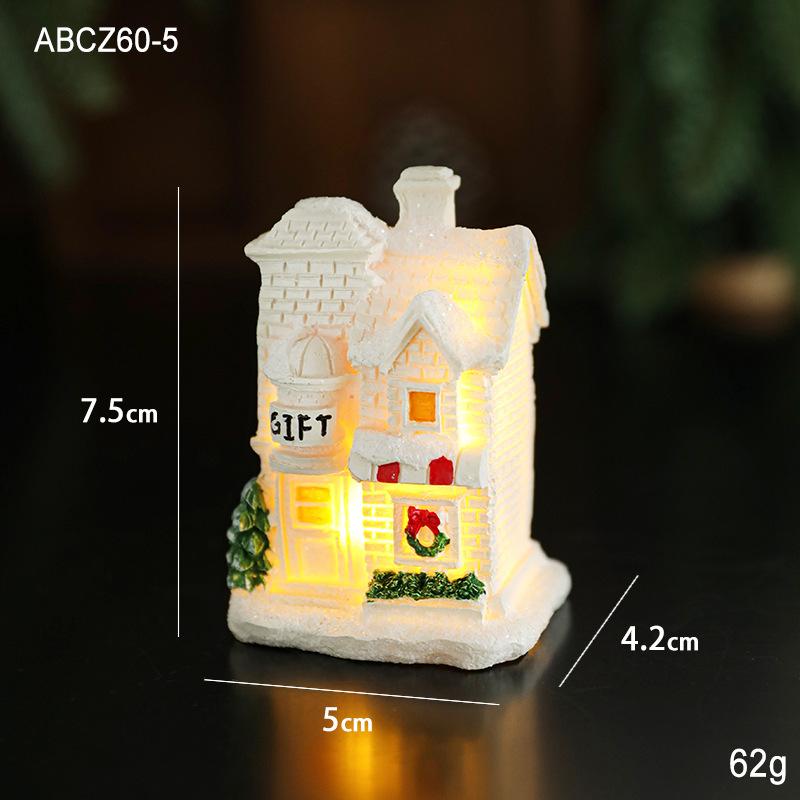 New Christmas Village Lights Up House Ornament LED Lights Up White Christmas Village House Set for Xmas Home Interior Decoration