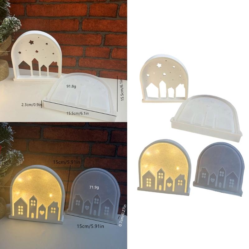 Flexible Silicone Mold for Night Lamp Decoration Mold Decorative Arched House Table Ornament Mould Jewelry Making Tool