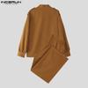 INCERUN Oversized Autumn Men Long Sleeve Shirts Long Pants Casual Two Pieces Sets Outfits