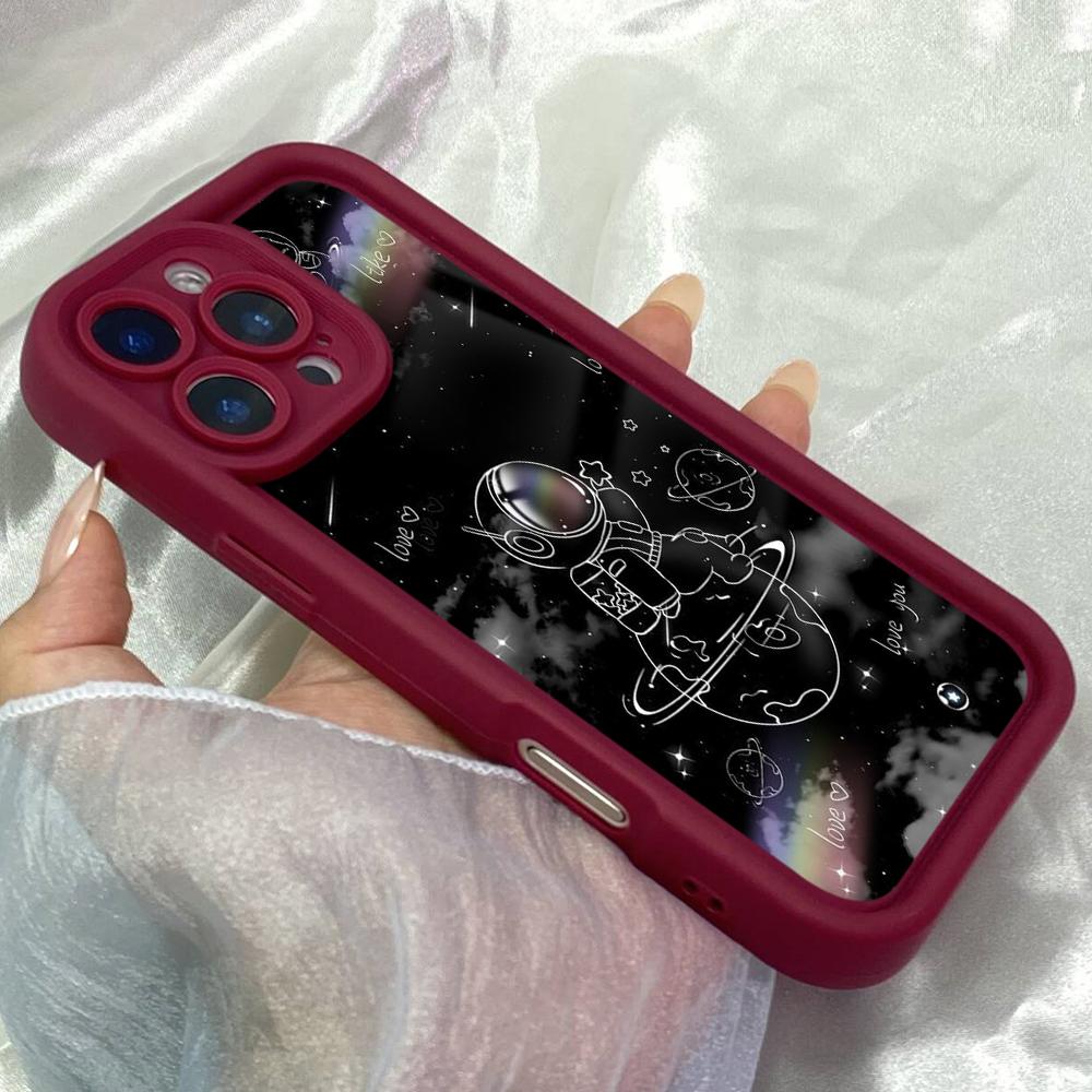JT201 Cute Astronaut Space Moon for iPhone 17 16 15 14 Pro Max Samsung S26 S25 Ultra A17 A16 A07 A56 Xiaomi 15T Redmi 15c 14C Note 13 Soft TPU Case