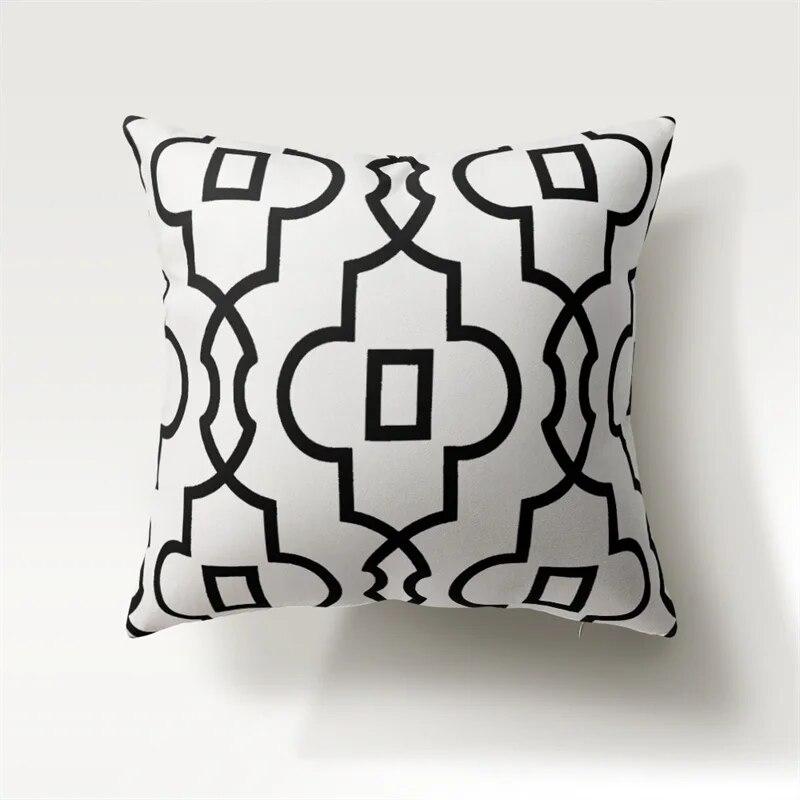 Nordic Simple Fashion Black and White Geometric Polyester Pillowcase 45x45cm Sofa Chair Car Cushion Cover Home Decor Pillowcase