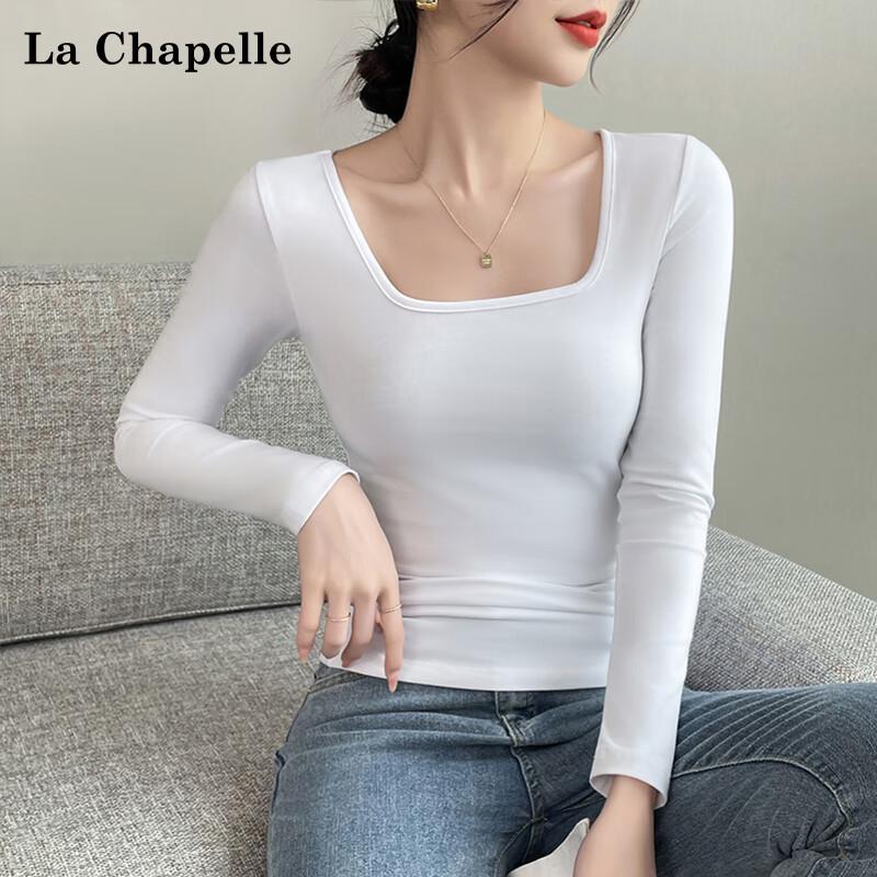 La Chapelle Women's Pure Cotton Square Neck Long Sleeve T-Shirt