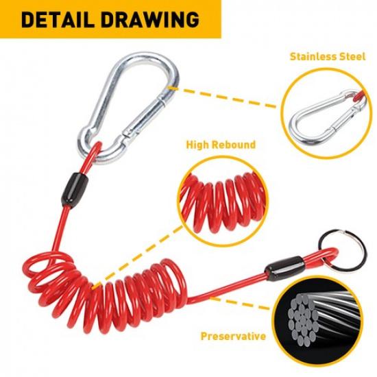2pcs Breakaway Trailer Cable Trailer Spring Safety Rope Coiled Brake Away Cable