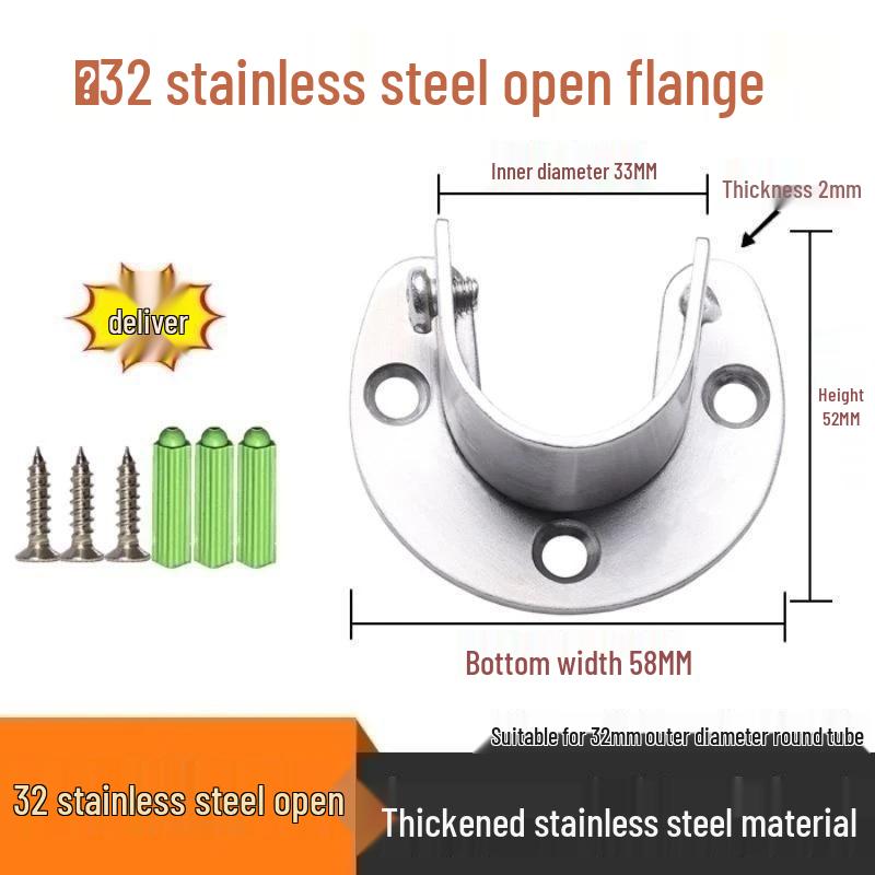 Robuste Kleiderstangenhalterung aus Edelstahl, 16-32 mm Rundrohr, Verdeckte U-Form-Basis.