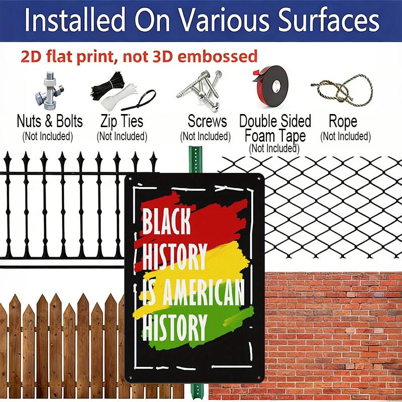 2D Flat 1pc Black Historys Month Raised Fists African Empowerments Aluminium Metal Sign Funny Room Decor for Classroom 7.87 * 11.81inch