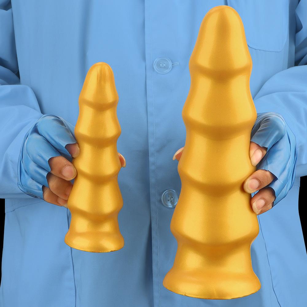 Énorme Plug Anal en Silicone Doré Godemichet Fileté Réaliste Grosse Bite Jouet Sexuel pour Hommes Fisting