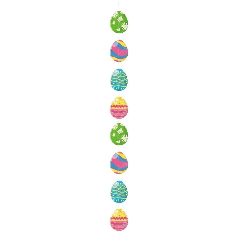 2026 Colored Egg Easter Eggs Pendant Paper Happy Easter Party Colorful Eggs Pendant DIY Hangings Pendant Kids