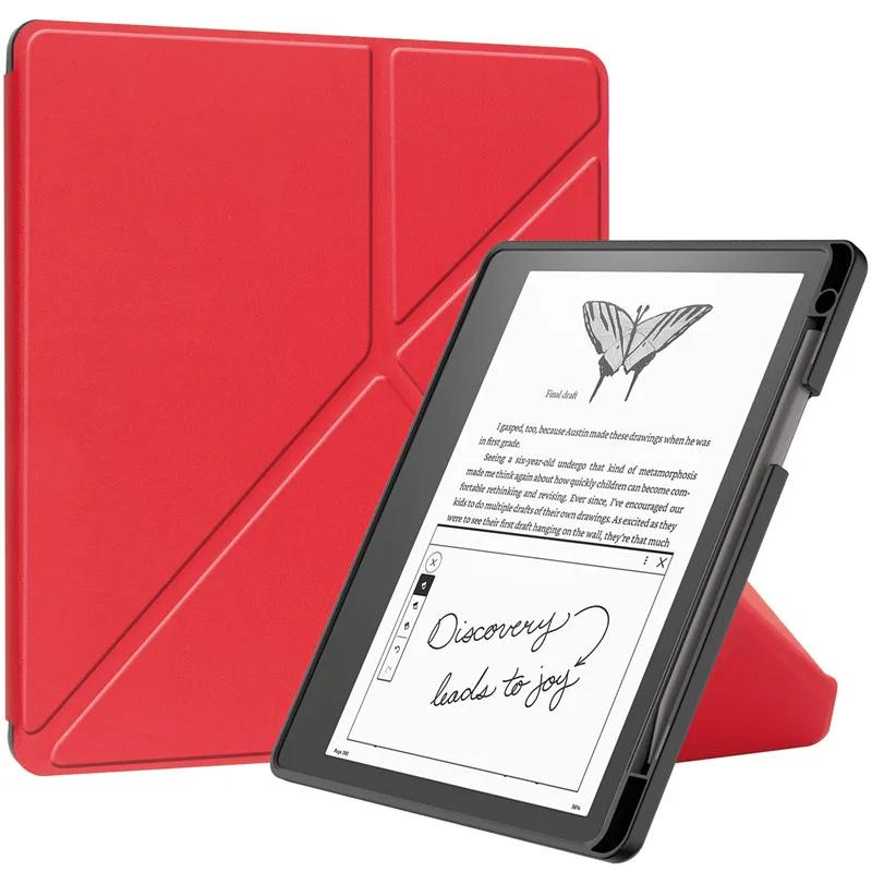 For Kindle Scribe 2024 Case 10.2 Inch PU Leather Multi-folding Stand Smart Auto Wake Sleep Ebook Cover Funda with Pencil Holder