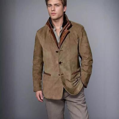 Cappotto Uomo Retrò Contrasto Europeo-Americano con Revers - Giacca Moda Casual Primavera/Autunno