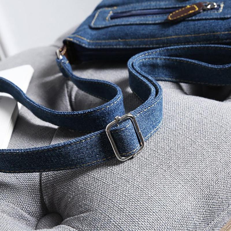 Yogodlns Mote blå dongeri skuldervesker Kvinner Håndveske Messenger Bag Lommevesker Dame Cross-body Sling Bag