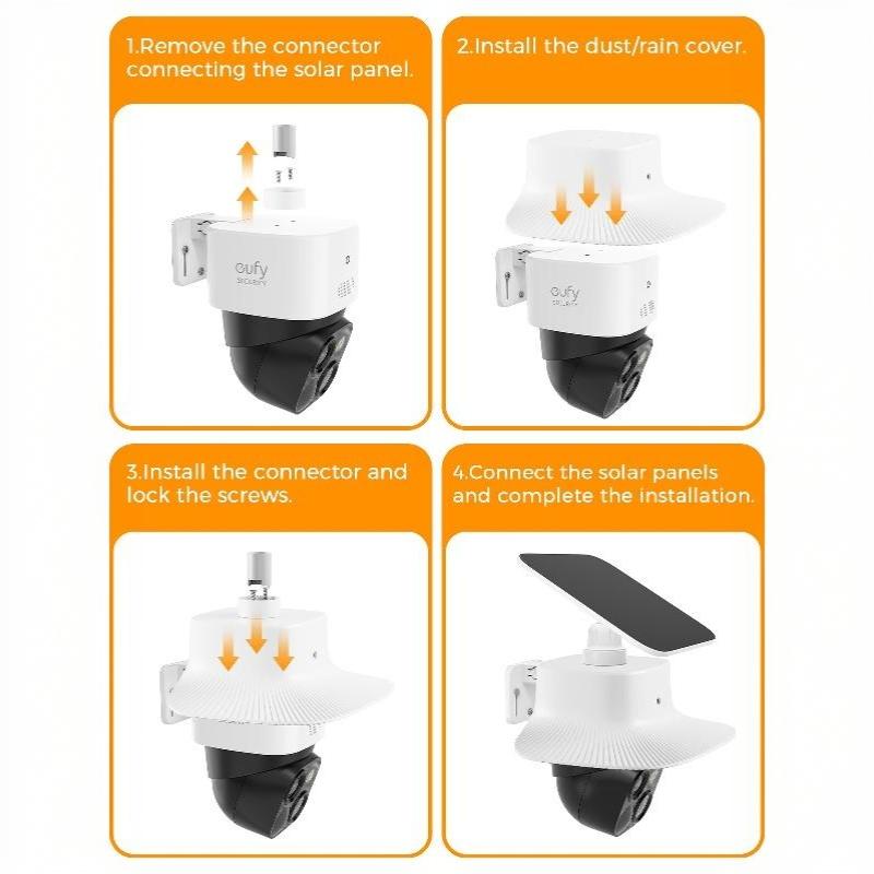 Abs Weatherproof Cover For Eufy S340 Protection Against Rain Sun White Security Camera Protective Cover