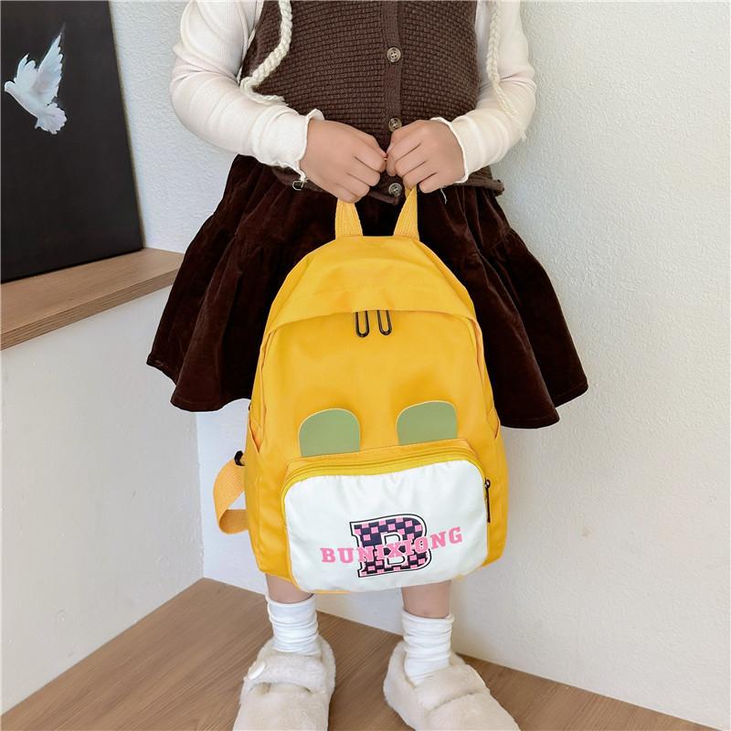 Adorable Nylon Kids Backpack With Cute Ears Colorful Lightweight School Bag