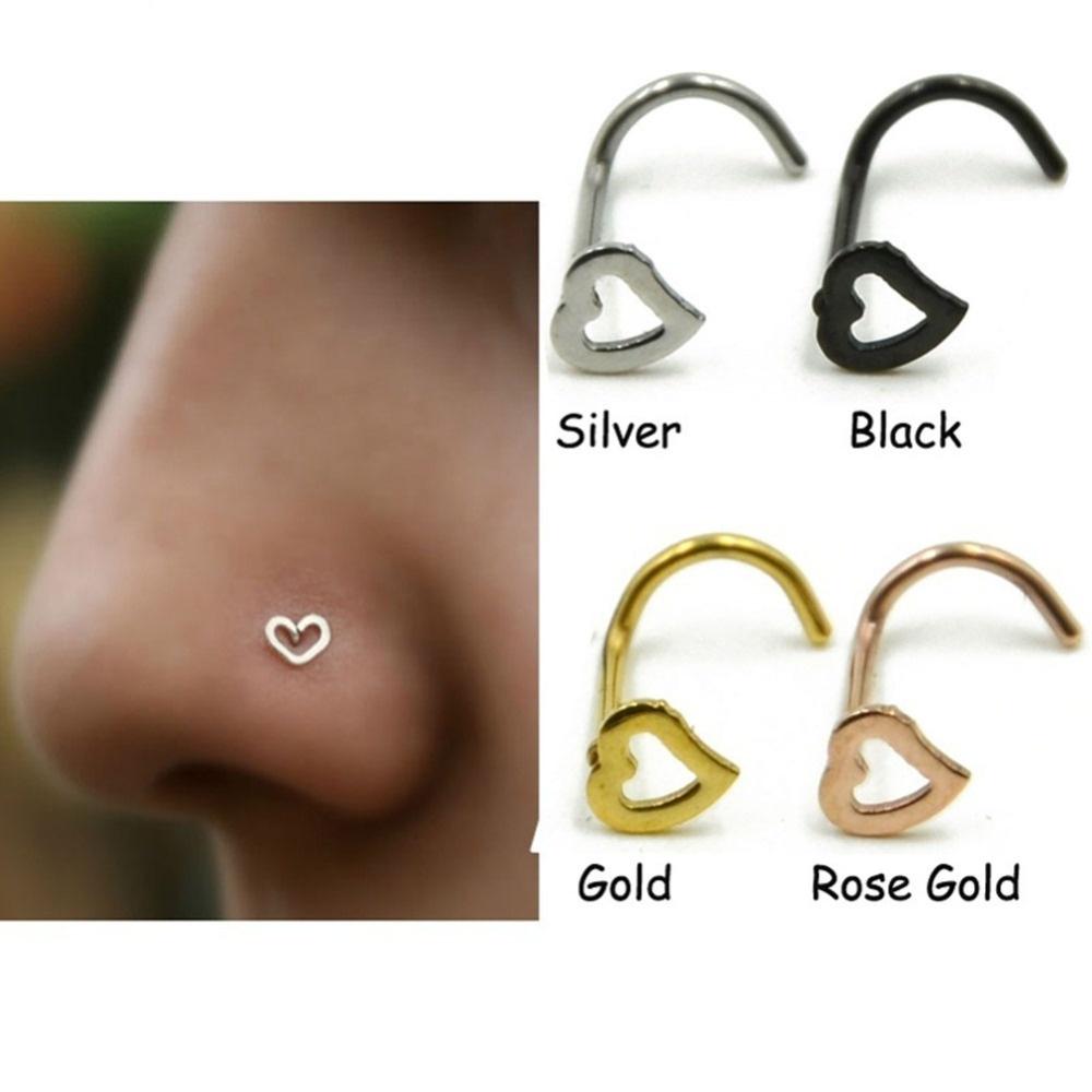 Stainless Steel Love Heart Nose Rings Nose Hooks Body Piercing Faux