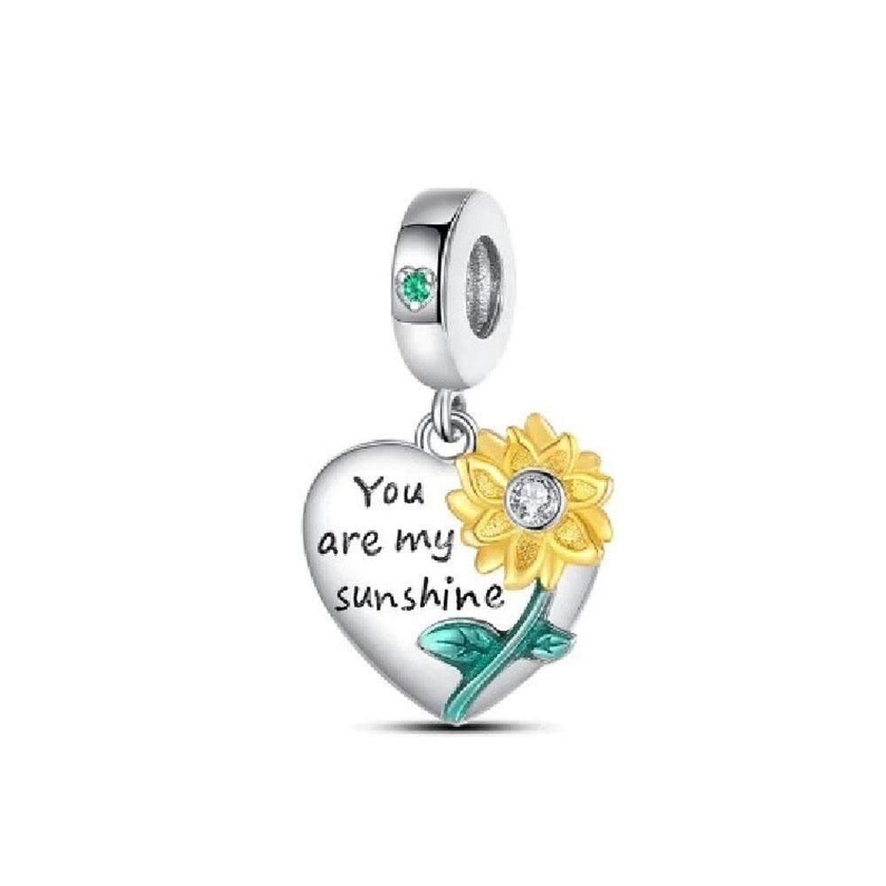 Springs Flower Series Copper Bird Hibiscus Tulip Charm Bead Fit Women Original Bracelet Jewelry For Gift