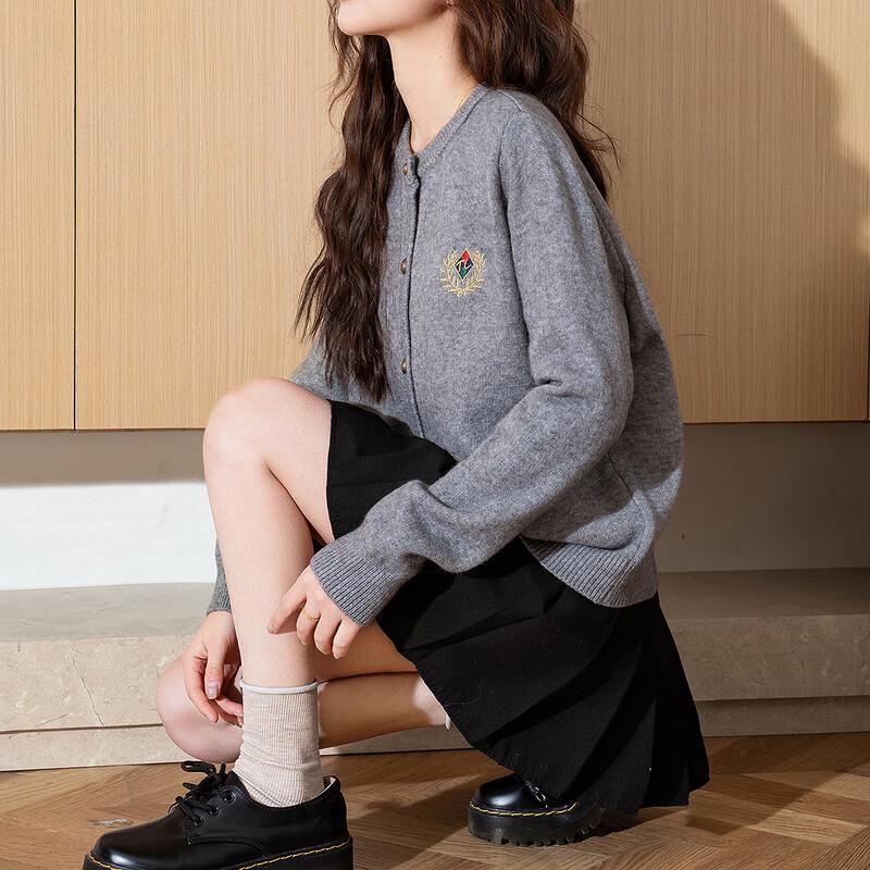 TonLion 2025 Autumn/Winter British Style Embroidered Knit Cardigan