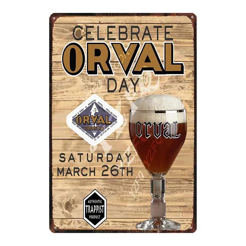 Belgian Beer Orval Metal Tin Signs Retro Shabby Chi Plates For Wall Bar Home Pub Art Kitchen Coffee Decor 30X20CM DU-8523B