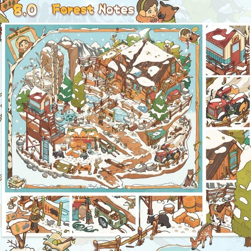 PET Miniature Landscape Sticker DIY Miniature Scene Collage Creative Cabin Scene Sticker