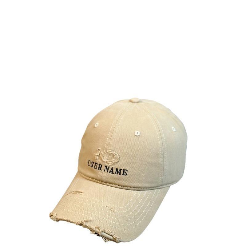 New American Baseball Cap for Men and Women Spring and Autumn Ripped Letter Embroidery Trendy Brand Casual Versatile Street Photography Couple Student
