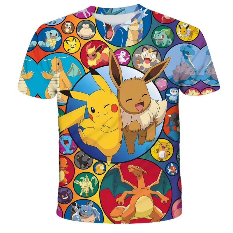 Kids 3D T-shirt Pocket Monster Cartoon Short Sleeve Tops Summer Casual Wear