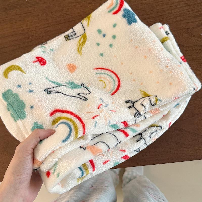 Women's Flannel Plaid Sleep Pants - Autumn/Winter Velvet Warm Coral Fleece Pajama Bottoms