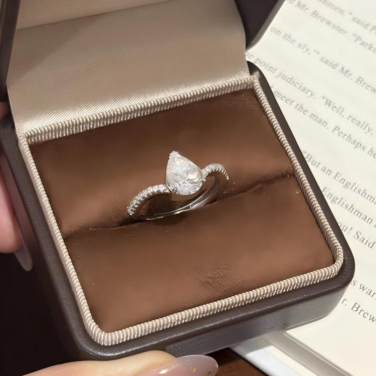 Pear Cut Moissanite Ring S925 Silver Bridal Promise Ring for Women Valentine Wedding Anniversary Gift