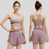 Conjunto de Shorts com Sutiã Esportivo e Top Regata Yoga Muay Thai Boxe Treino de Exercícios Pilates Fitness Workout Roupa Esportiva Feminina Academia Secagem Rápida Tecido Elástico