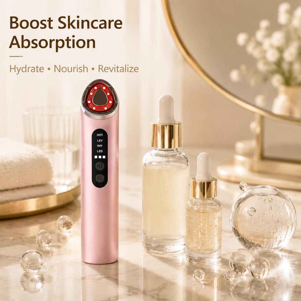 7-Color Light Electronic Beauty Device: Vibration & Heat for Face, Neck, and Eyes