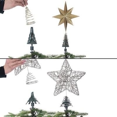 Christmas Tree Topper Holder Universal Twist-On Tree Topper Stabilizer Metal/Plastic Green Support Rod Fits All Base Types for Holiday Treetop
