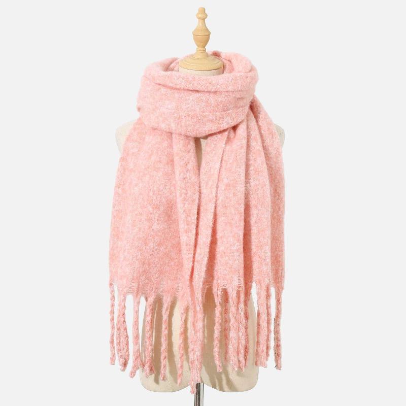 Scarf autumn and winter new women's shawl long tassel thick beard versatile thickened skin-friendly solid color scarf