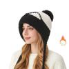 Knitted Hat Women's Autumn Winter Cartoon Cat Ears Elastic Wool Hat Three Hair Balls Ear Protection Wool Hat