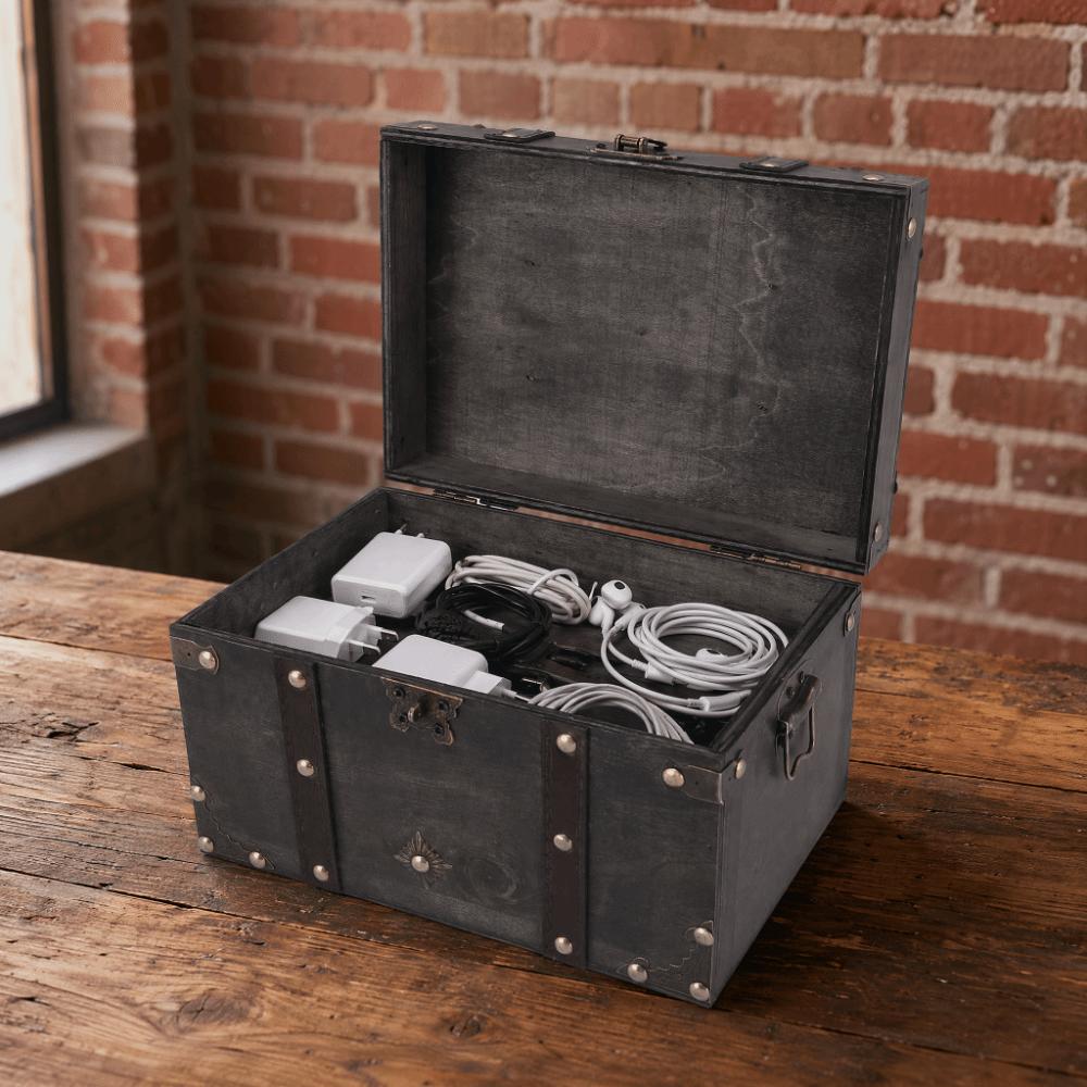 Large Wooden Storage Box Grey Antique Storage Box Wooden Jewelry Box Home Bedroom Decor