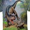 Summer Round Neck 3D Dinosaur  Pattern Printed Top Fashionable Casual Short Sleeved Children's Boy and Girl Kids Unisex T-shirts