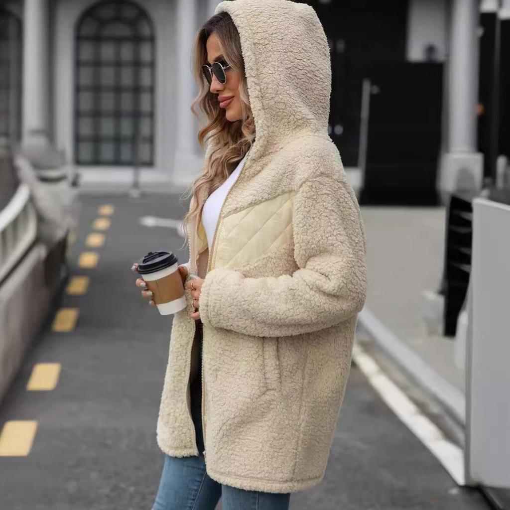 Vrouwen Sherpa Fleece Jassen met Capuchon, Fuzzy Warme Winterjassen, Teddy Jas met Ritssluiting, Lange Mouw, Buitenkleding met Zakken, Faux Shearling Jassen voor Vrouwen