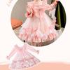 Lolita Girls Princess Dress Spring Autumn Children's Long Sleeve Pink Dress Lace Bow Decoration Sweet A-line Skirt Fairy Set