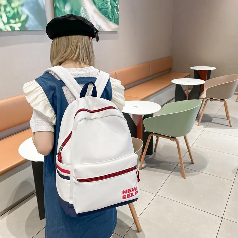 Blocked Color Fashionable Letter Printed Large Capacity Student Backpack