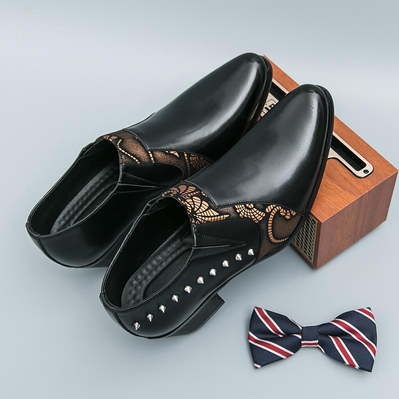 Fashion Men Fashion Pointed Handmade Dress Shoes Luxury Artificial Leather Shoes Daily Wear Men High-heeled Business Casual Office Shoes