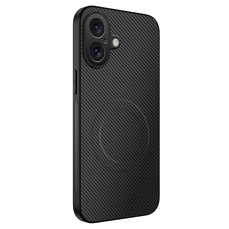 For iPhone 17 Case Compatible with MagSafe WANLONFENG TQ Series Carbon Fiber Texture PC TPU Phone Cover