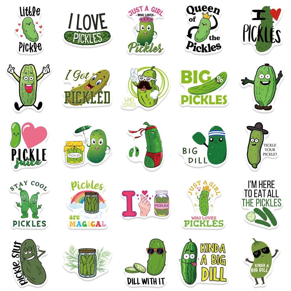 50PCS Cartoon Pickle Stickers - Waterproof Decor for Luggage, Notebook & Guitar RecordingYourLife Store