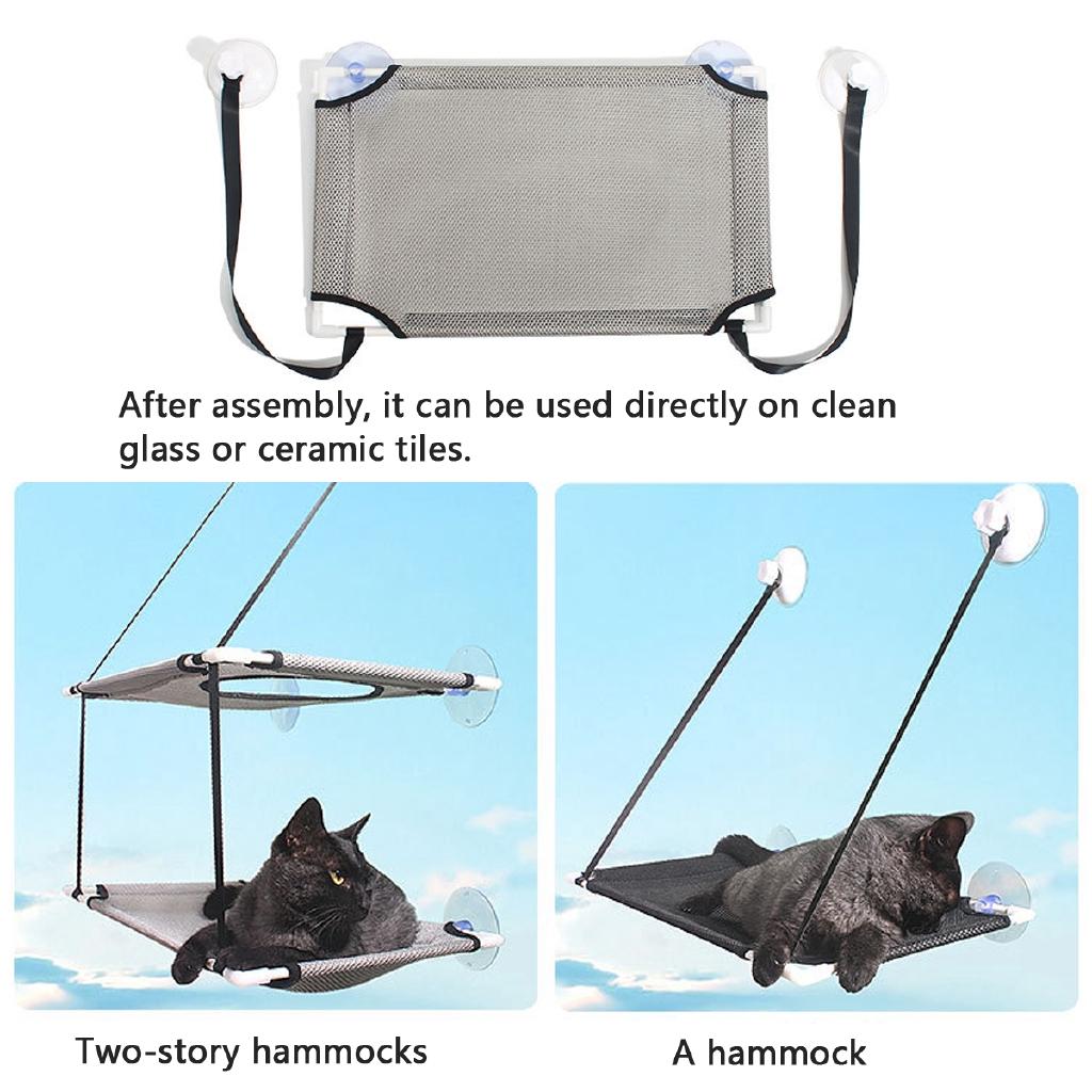 2 Layers Hammock Pet Cat Basking Window Mounted Seat Home Suction Cup Hanging Bed Mat Lounge Cats Supplies 20kg
