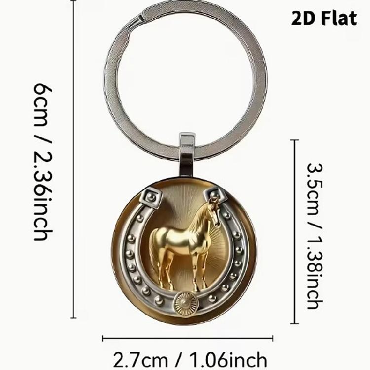 Horseshoe Shaped Keychain With Exquisite Embossing And Gold Plating Lightweight Design For Versatile Use As Symbolic Charm