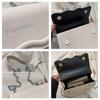 Korean Style Small Square Women's Crossbody Bag - 2025 Solid Color, Wave Pattern, Chain Shoulder, Simple Fashion.