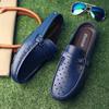 Summer Half Shoes For Men Casual Genuine Leather Loafers Moccasins Man Slipon Driving Men'S Shoes Breathable Hollow Out Slippers