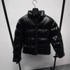 Mens Streetwear Winter Cotton Puffer Jacket Trapstar Style Embossed Lettering Stand Collar Loose Fit