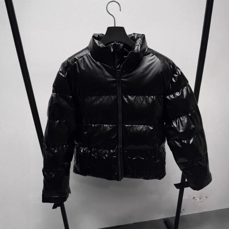 Mens Streetwear Winter Cotton Puffer Jacket Trapstar Style Embossed Lettering Stand Collar Loose Fit