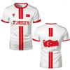 Maglia da Calcio Turchia Traspirante Asciugatura Rapida T-shirt Sportiva a Maniche Corte Bandiera Turca Stampa 3D Moda Larga T-shirt da Uomo