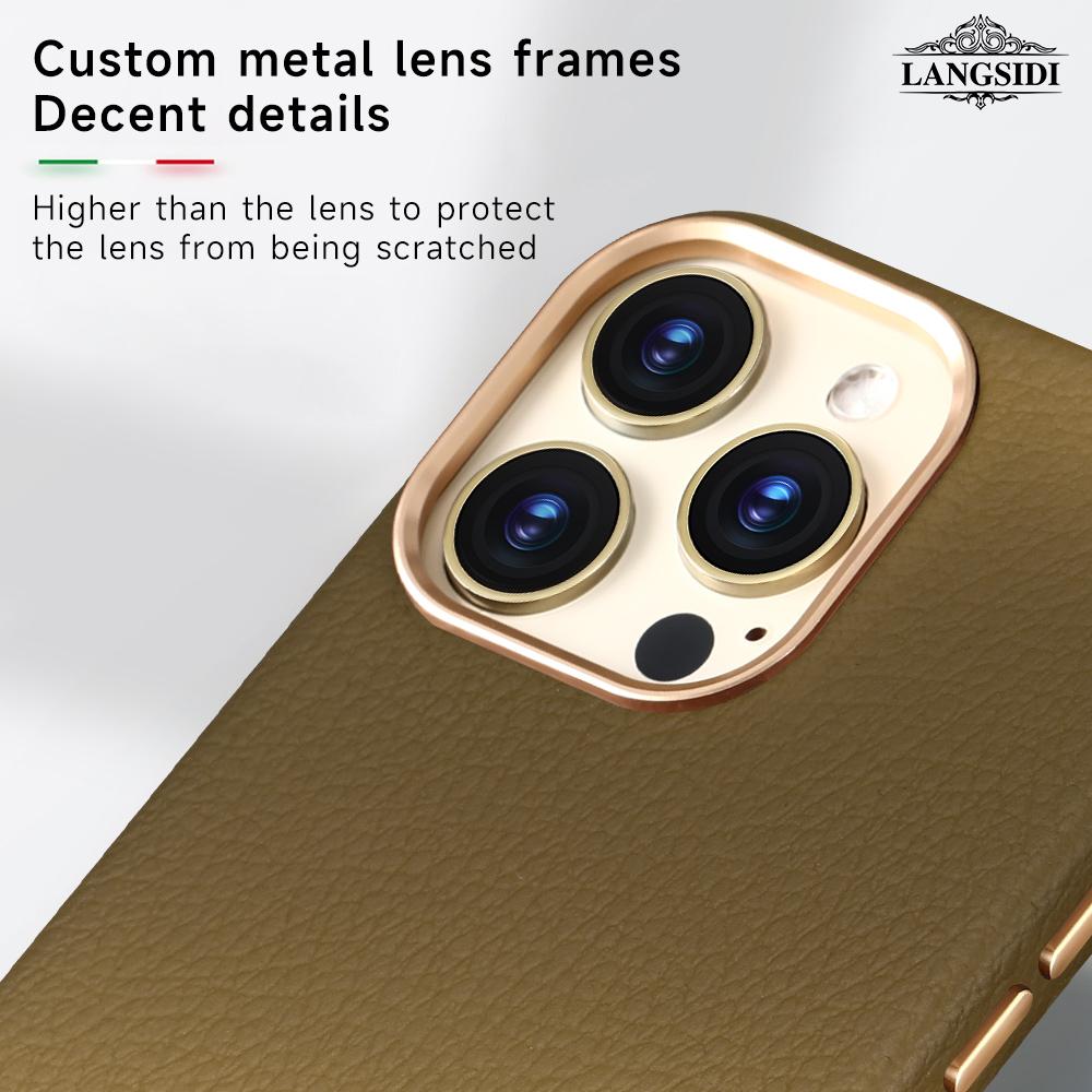 Echtes Leder Handyhülle für Magsafe Hülle für iPhone 14 13 Pro Max 14 Plus Litschi-Muster Kabelloses Laden Magnetische Rückseite