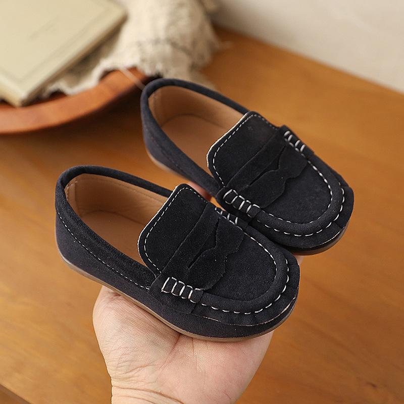 Modepojke Lädersko Enfärgad Mångsidig Barn Skola Causal Singelskor Andas Halkfria barn Slip-on Flat Loafers