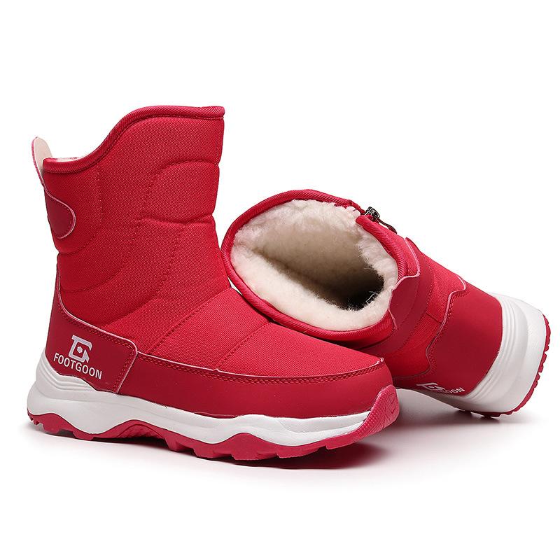 Women's Winter Fur One Padded Waterproof Fabric Cozy Side Zipper Warm Cold Lightweight Hiking Waterproof Anti-slip High Top Snow Boots