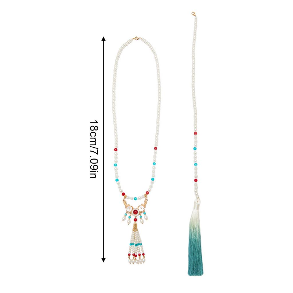 Pearls Necklace with Long Tassel Trendy Classic Style Neck Decor Necklace for Bridesmaid Wedding Masquerade